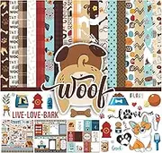 Inkdotpot Pet Dog Theme Collection Double,Sided Scrapbook Paper Kit Cardstock 12"x12" Card Making Paper Pack of with Sticker Sheet - 16 Pages - Multicolor