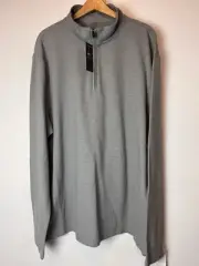 Van Heusen Quarter Zip Sweater Size XLT Gray Ribbed New