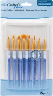 Crafter's Choice Mini Gold Taklon Brush Value Pack 15/Pkg-