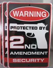 WHOLESALE LOT OF 6 2ND SECOND AMENDMENT SECURITY METAL SIGNS MADE IN USA gun
