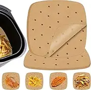 Air Fryer Parchment Paper Liners - 100 Pack of 9 Inch Square Non-Stick Disposable Perforated Sheets for Baking and Steaming in Air Fryer and Bamboo Steaming Basket