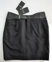 $1390 NEW Auth SAINT LAURENT Black 100% WOOL PENCIL Skirt F38 US-4/6