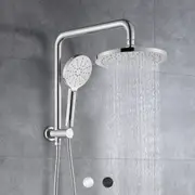 Decaura WELS 9" Rain Shower Head Set 2in1 Shower Combo Brass Gooseneck Shower Rail Chrome/Black