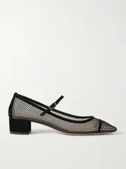 [Aquazzura] Aquazzura - Mayor Suede-trimmed Mesh Pumps - Black - IT37 IT 37 Black