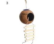 Coconut Shell Parrot Birds Nest Fixed Swing Bed Cave Toy House Pet Supplies-3