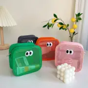 New Candy Color Mesh Cosmetic Bag Cute Big Eyes Make Up Case Kawaii Makeup Pouch