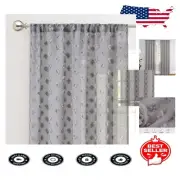 Chic Linen Textured Pom Pom Sheer Curtains - 84'' Length, 2-Pack for Any Room