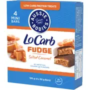 Aussie Bodies Lo Carb Protein Bar Salted Caramel Fudge 30g x 4 pack