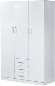 Foret Cabinet Wardrobe Clothes Rack Bedroom Storage Organiser 3 Drawers 3 Doors Black