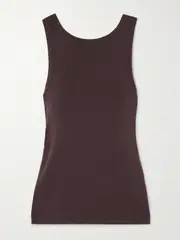 [ST. AGNI] ST. AGNI - Ribbed Organic Cotton-jersey Tank - Dark brown - x small x small Brown