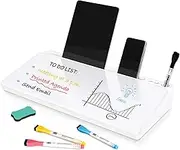 DOLLAR BOSS Glass Desk Whiteboard Small Dry Erase Board Desktop White Board with Storage Drawer Computer Keyboard Stand Desk Organizer Office Accessories School Supplies with 4 Markers 1 Eraser, White