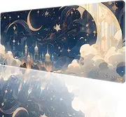 Ningchuya Gaming Mouse Pad, Large Non-Slip Rubber Base Mousepad, Keyboard Mouse Mat, Desk Pad with Stitched Edges, 23.6x11.8inch (6030 Fantasymoon)