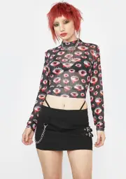 [Black Friday] Eye Print Mesh Top