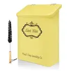 Yellow Metal Magnetic Lint Bin For Laundry Room With Lid and Bonus Lint Brush