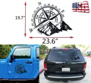 1x Car Compass Rose Navigate Mountain Offroad Vinyl Sticker Decal Black 60*50CM (for: Daihatsu)