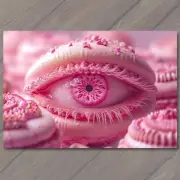 4x6" Macaron Eye Pale Pink Detailed Surreal Unusual Strange Weird Creepy