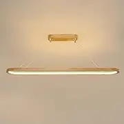 TONFON Ultra-Thin Log Pendant Light Wooden Long Ring Chandelier with Silicone Lampshade, Linear Modern LED Hanging Light for Kitchen Island Living Room Bedroom Bedside Dining Room Hallway(Warm Light,9