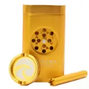 Tsunami Dugout with Integrated Grinder, one hitter, storage and ashtray, Gold