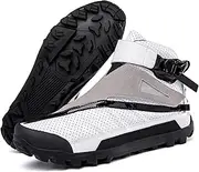 Motorcycle Shoes for Men,Streetbike Off-Road Breathable Mens Motorcycle Boots,Anti-Slip Wear-Resistant Motorcycle Riding Shoes,Biker Boots with Shift Protector (Color : White, Size : 6)