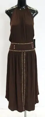 White House Black Market Womens Halter Studded Midi Dress CD4 Rocky Cliff Size 6