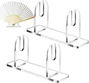 Folding Clear Fan Holder - 2X Chinese Foldable Fan Transparent Acrylic Organizer Shelf - Home Decoration Display Stand for Grandfather, Uncle, Neighbor