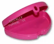 Tupperware Sandwich & Snack Keeper Lunch Box Hinged Semi-Circle Opaque Pink ❤️