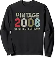 [X.Style] Vintage 2008 Limited Edition 15 Year Old Retro 15th Birthday Sweatshirt ds1446 Sweater (S) Black