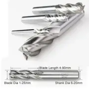 1-25mm HSS End Mill Cutter 4 Flute Milling Cut Slot Drill Bit CNC Router Steel
