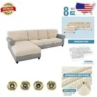 2024 Stretch Sofa Covers Set for L-Shaped Sectional - 8 Pieces Natural Elegance