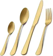 Pleafind Cutlery Set, 32 Piece Matte Gold Cutlery Set, Service for 8, Stainless Steel Flatware Set Include Knife Fork Spoon, Silverware Set, Dishwasher Safe