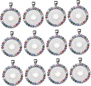 [NUOBESTY] 24 Pcs Shining Pendant Parts Pendant Clasp for Necklace Vintage Jewelry Photo Setting Tray Pendant Tray Charms Crystal Pendants Charms Artificial Popcorn Settings Accessories Round