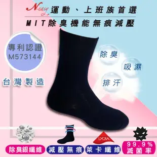 免運!連穿七天不腳臭-N-EASY 銀離子除臭抗菌襪 每入1雙 (15入,每入177.2元)