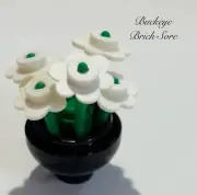 NEW Lego Friends Minifig BLACK POT Container w/White Flowers Green Stem