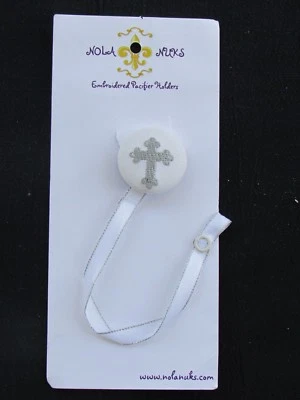 NOLA NUKS EMBROIDERED PACIFER HOLDER STRAP - NEW MINT