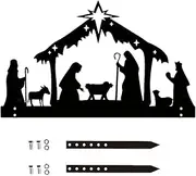 Nativity Scene Outdoor - Metal Garden Stakes, Christmas Yard Signs | Silhouette Yard Stakes for Home, Outdoor Christmas Decorations, Nativity Theme Yard Decor for Christmas Display