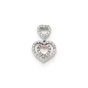 14k Two-Tone Gold Polished Real Diamond Heart Chain Slide Pendant