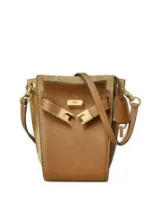 Tory Burch Lee Radziwill Petite Leather Double Bucket Bag Tiger’s Eye