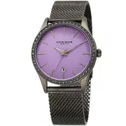 Women's Akribos XXIV AK967GNPU Nulled Crystal Bezel Textured Dial Mesh Watch