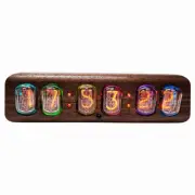 IN12 Glow Tube Clock Bluetooth Nixie Tube Clock Alarm Clock W/Solid Wood Shell