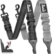 SlowTon Dog Seat Belt, 2 Packs Latch Bar Attachment Dog Car Seatbelt Metal Buckle Vehicle Seatbelt for Small Medium Large Dogs Elastic Safety Belt Tether for Dog Harness Adjustable Pet Safety Leads
