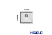 HIGOLD Vante Single Bowl Kitchen Sink - R10 Corner - SS 304 Stainless Steel - 550mm - Brushed Finish
