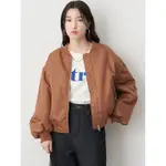 日本品牌地球音樂EARTH MUSIC 焦糖棕色兩穿可拆背心長袖MA-1飛行外套夾克