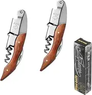 Wine Corkscrew 2 PCS, Multifunctional Stainless Steel Wine Corkscrew Spring-Loaded Double Lever, Serrated Foil Cutter, with Handle Wine Tool Wine Opener for Bar Restaurant Waiters, Bartenders