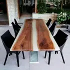 White Epoxy Table, dining, sofa, Side centre table top Live Edge Walnut Table