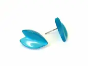 Aqua Blue Moonglow Ivy Leaf Stud Earrings