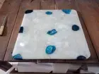 15" Square Crystal White Agate Sofa Center Table Top Gemstone Garden Furniture