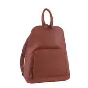 Milleni Ladies Backpack Leather Twin Zip Rucksack School Shoulder Bag Rose