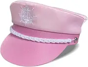 [SIXWORLD] Pink Navy Hat Flat Anime Hat Cartoon Cosplay Sun Cap Funny Novelty Gifts Cosplay Hat Cap