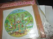 SUNSET Vintage OLD TIMES, GOOD TIMES Crewel Embroidery KIT - 1980's