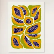 Galrie Vibrant Papaya Print Abstract Kitchen Wall Art Fruit Collection Decor, White Frame, A1 60 x 84cm (23 x 33inch)